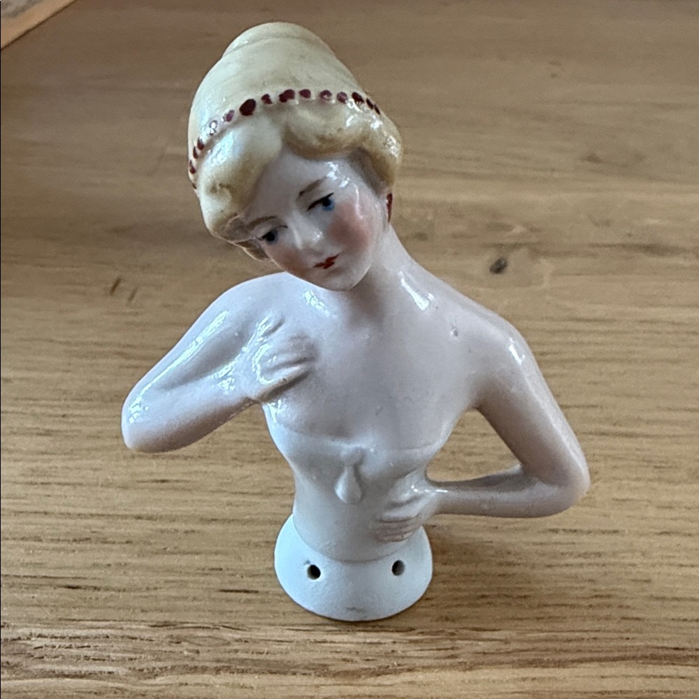 Vintage Porcelain Half Doll Figurine